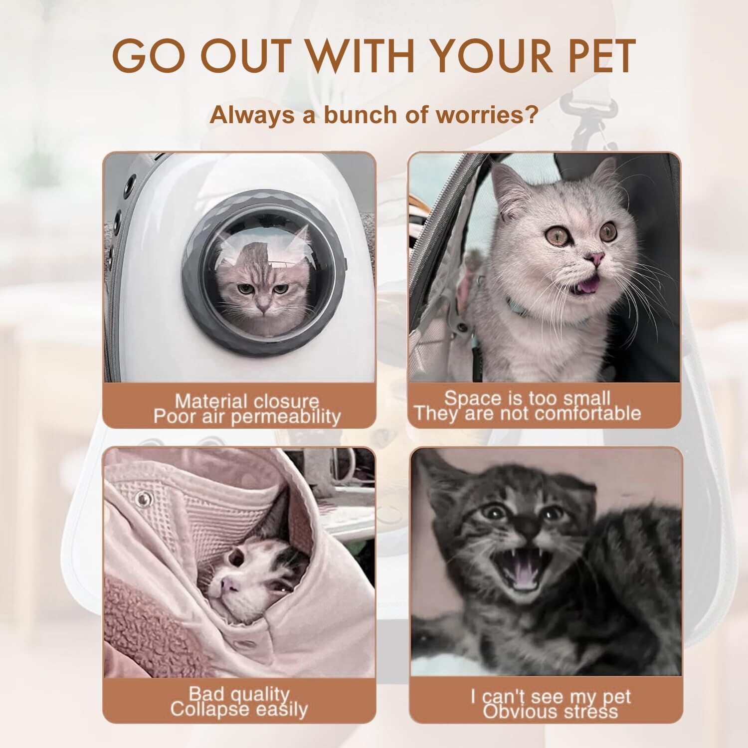 Large Printed Space Capsule Cat and Dog Bag - Crossbody