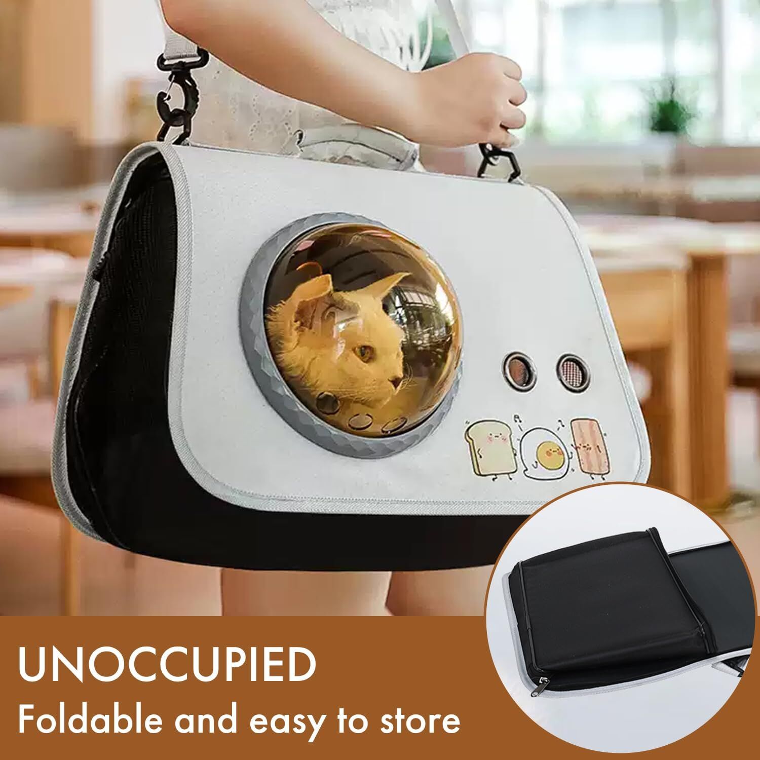 Large Printed Space Capsule Cat and Dog Bag - Crossbody