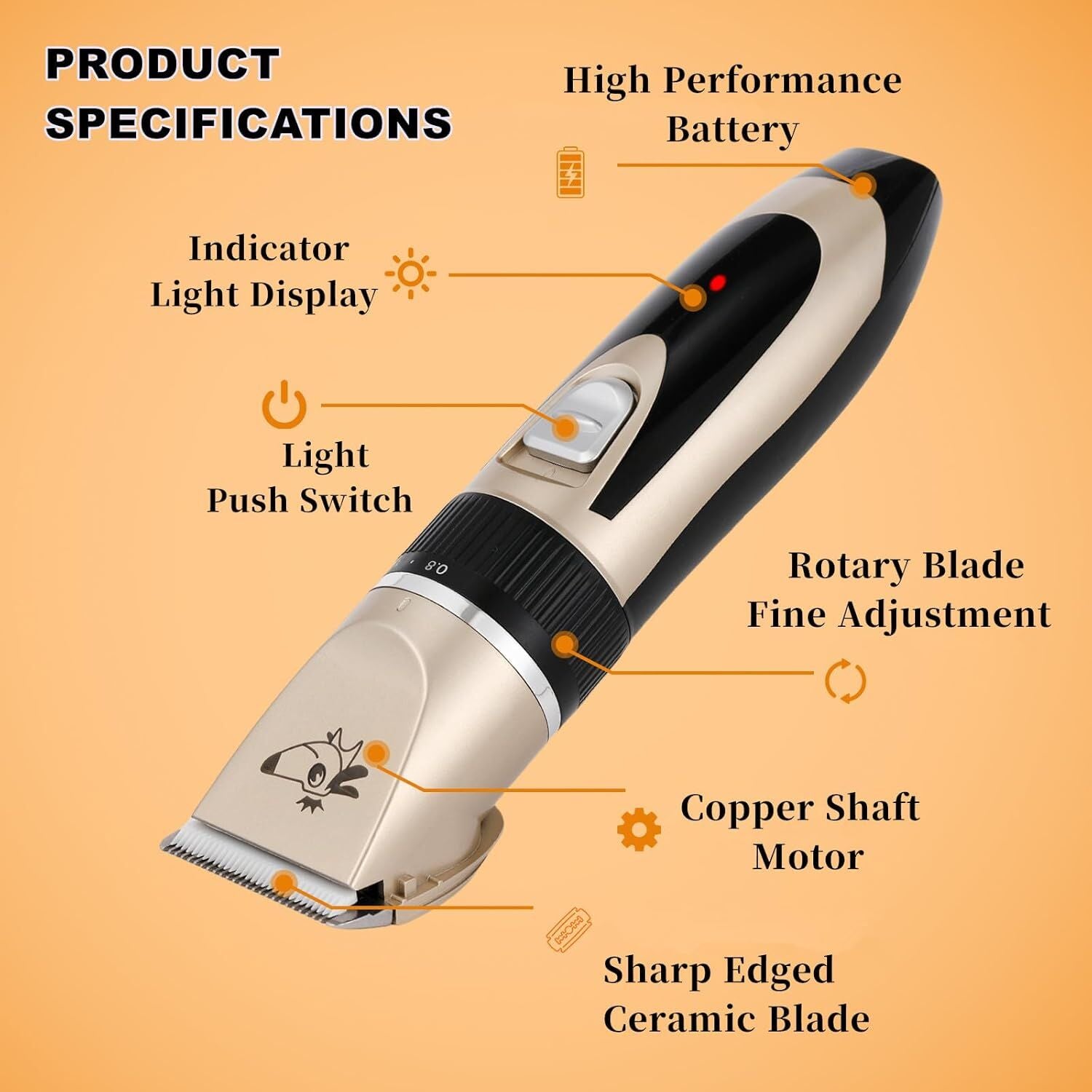 Professional Rechargeable Cordless Dogs Cats Grooming Clippers
