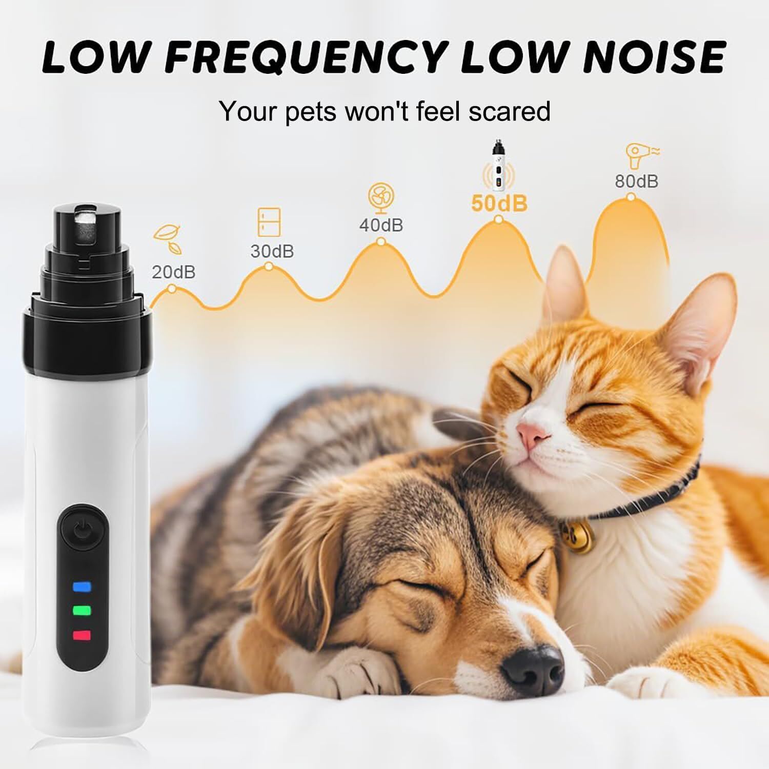 Silent Pro Nail Grinder, 2025 New Dog Nail Trimmer, USB Rechargeable Pet Nail Grinder Tool