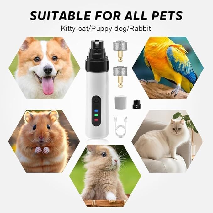 Silent Pro Nail Grinder, 2025 New Dog Nail Trimmer, USB Rechargeable Pet Nail Grinder Tool