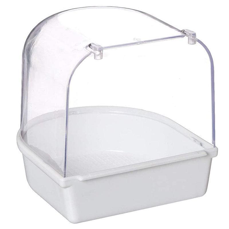 Bird Water Bath For Pet Cage Hanging Bowl - White
