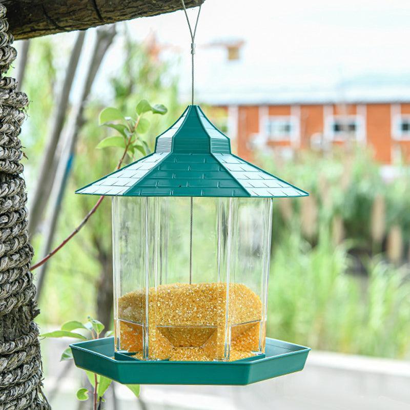 Garden Hanging Wild Bird Feeder Gazebo Shape Outdoor - Green