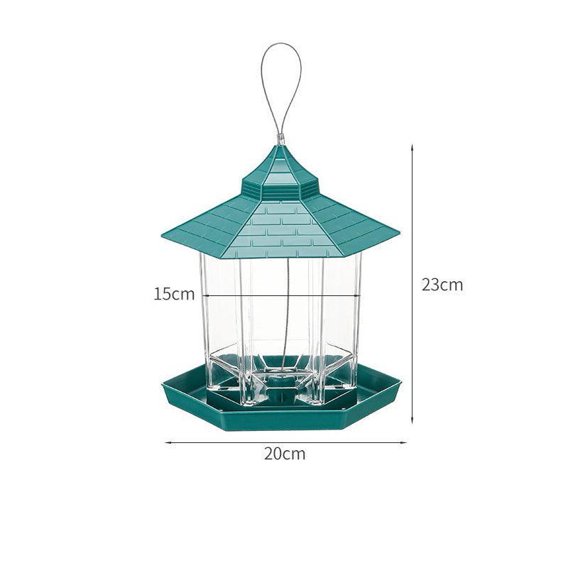 Garden Hanging Wild Bird Feeder Gazebo Shape Outdoor - Green