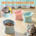 Elevated Pet Bowl Cat Dog Feeder Food Water Tilted Bowl - Blue