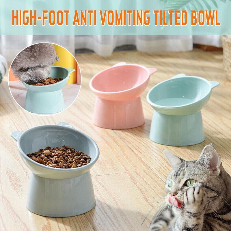 Elevated Pet Bowl Cat Dog Feeder Food Water Tilted Bowl - Green