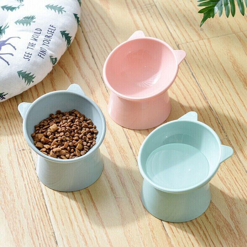 Elevated Pet Bowl Cat Dog Feeder Food Water Tilted Bowl - Pink