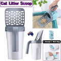 Cat Litter Scoop Detachable Shovel Holder Poop Cleaning - 1 Cat Litter Shovel and 1 Roll Bags