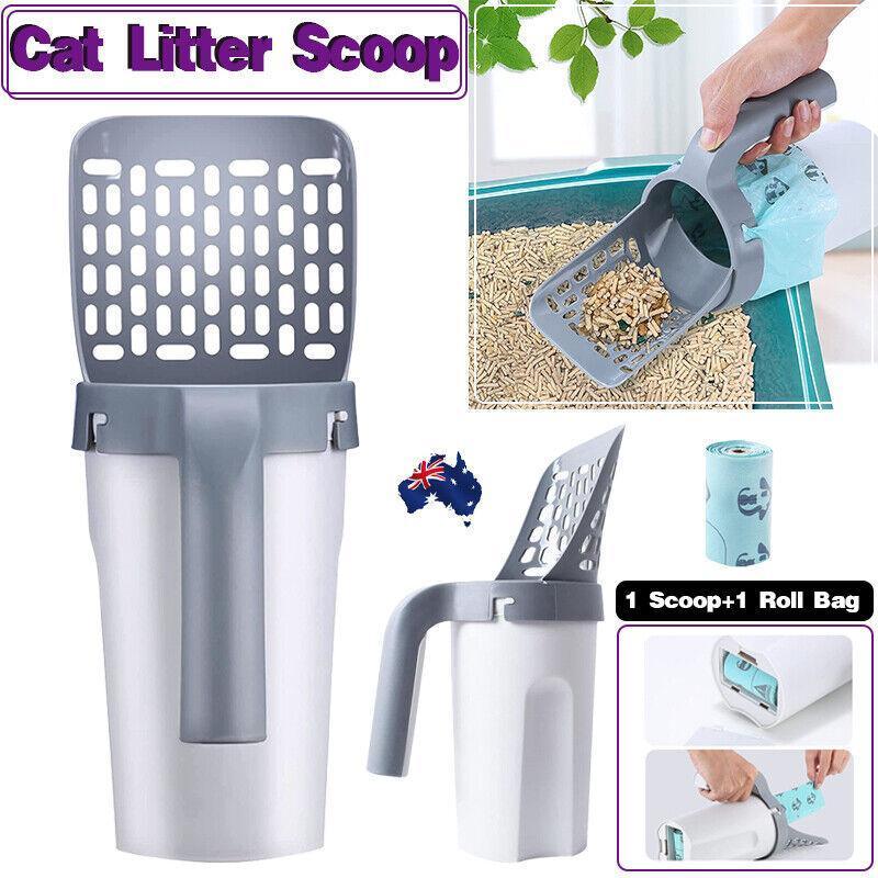 Cat Litter Scoop Detachable Shovel Holder Poop Cleaning  - 2 Roll Garbage Bags