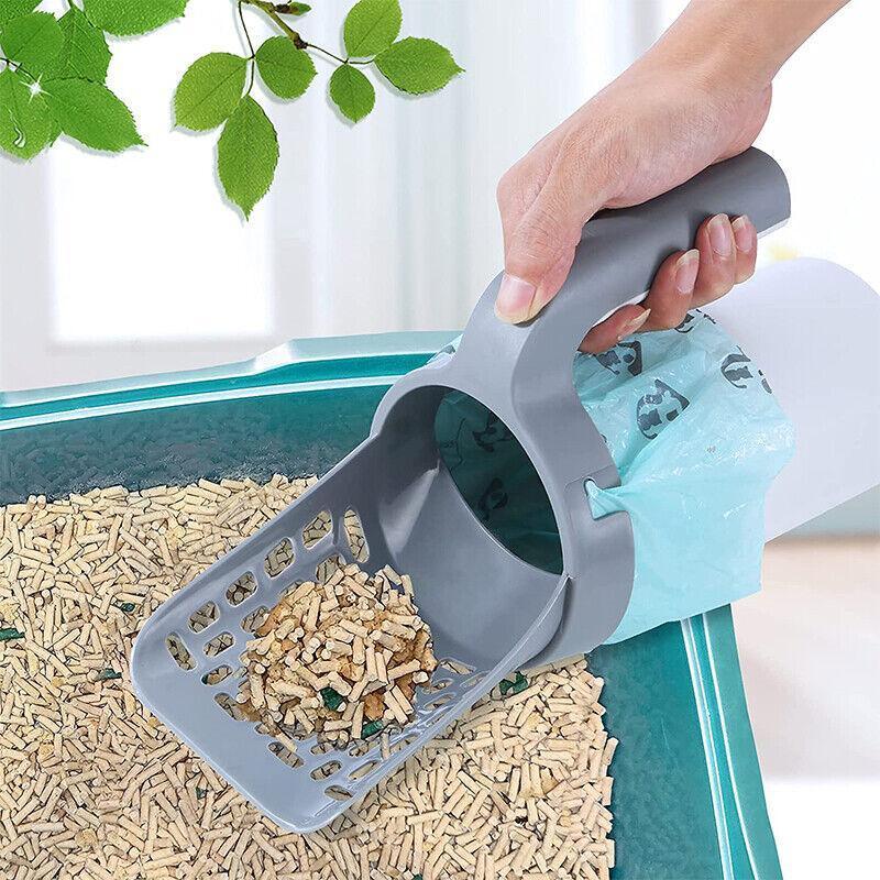 Cat Litter Scoop Detachable Shovel Holder Poop Cleaning  - 2 Roll Garbage Bags