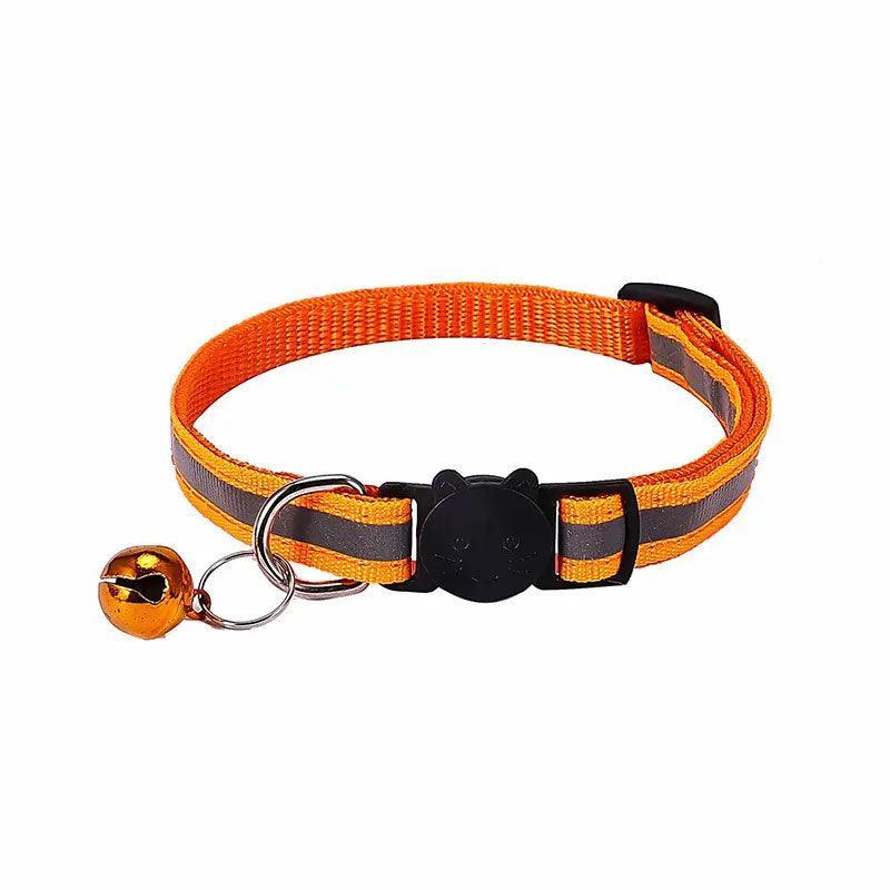 Reflective Cat Collar with Buckle and Bell Adjustable for Small Pet Use - Black