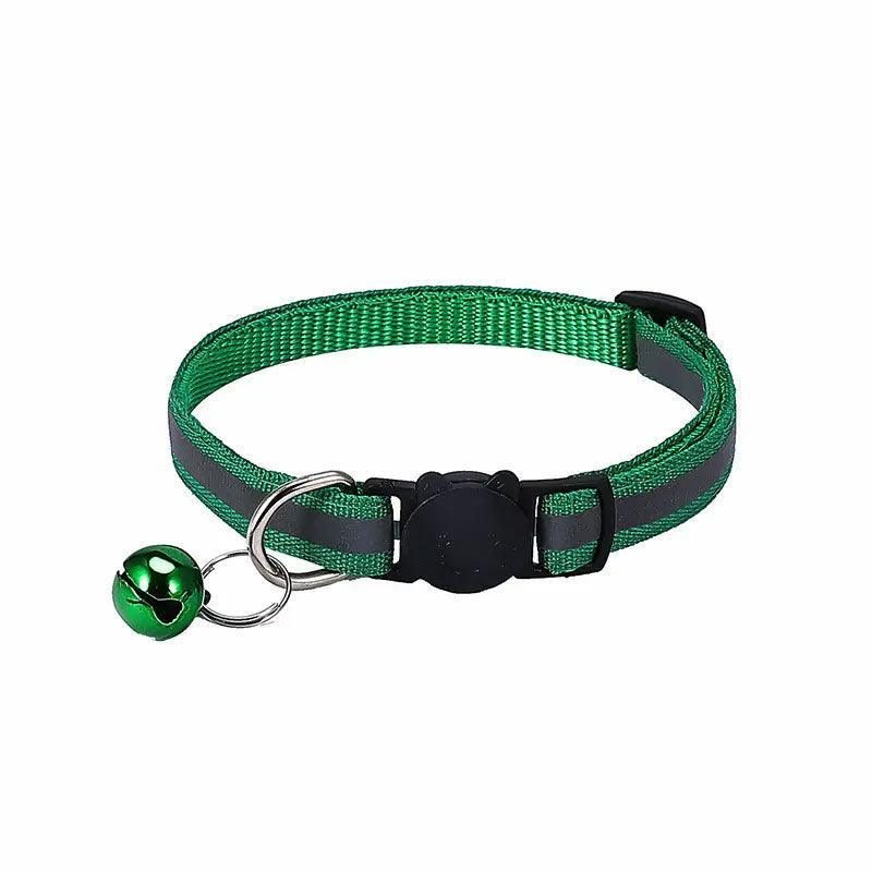 Reflective Cat Collar with Buckle and Bell Adjustable for Small Pet Use - Black