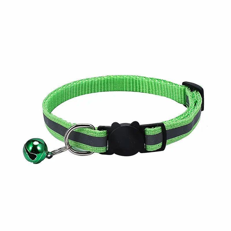 Reflective Cat Collar with Buckle and Bell Adjustable for Small Pet Use - Black