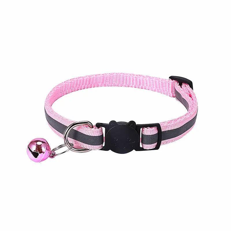 Reflective Cat Collar with Buckle and Bell Adjustable for Small Pet Use - Yellow