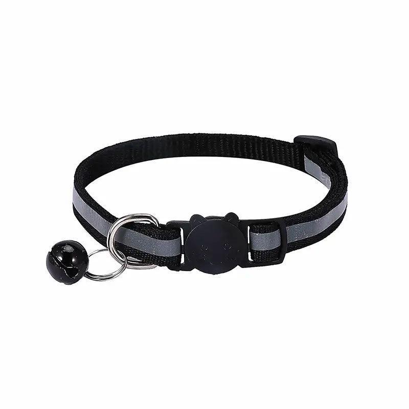 Reflective Cat Collar with Buckle and Bell Adjustable for Small Pet Use - Yellow