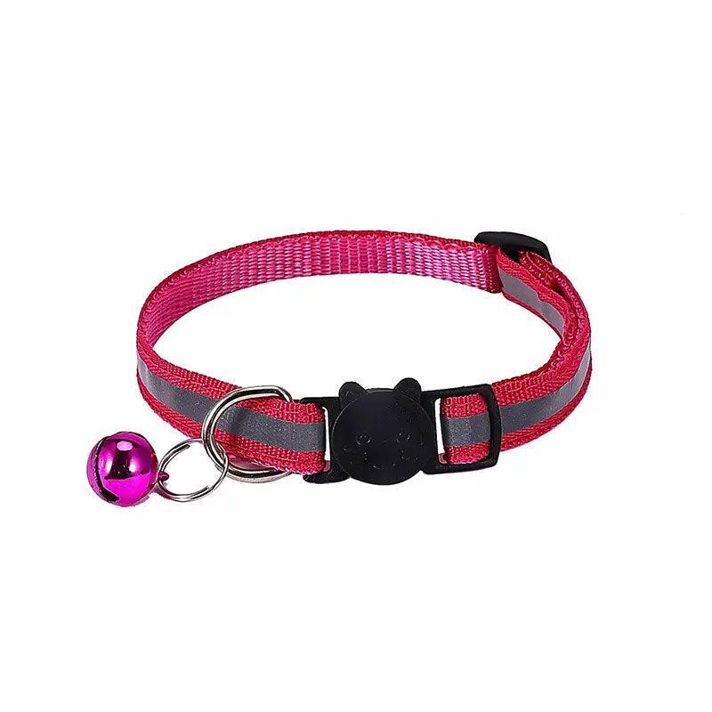 Reflective Cat Collar with Buckle and Bell Adjustable for Small Pet Use - Yellow