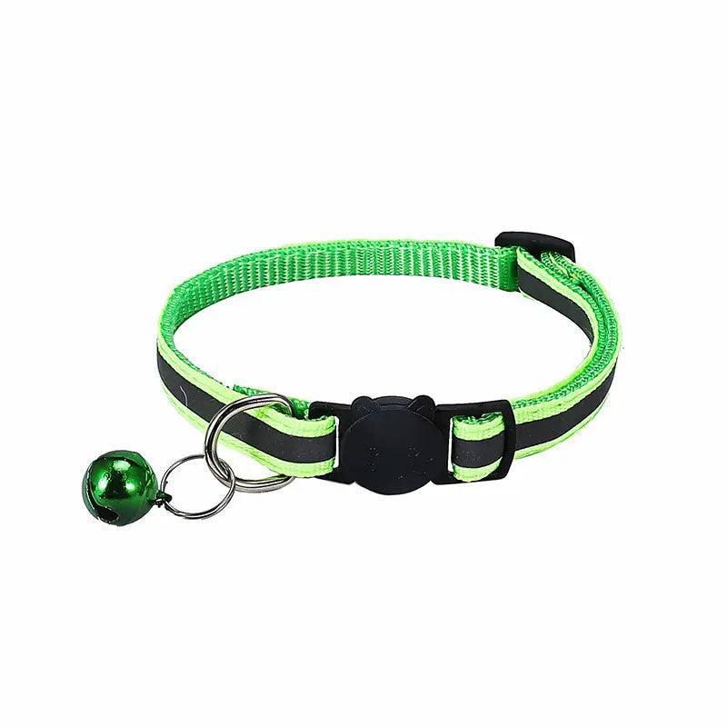 Reflective Cat Collar with Buckle and Bell Adjustable for Small Pet Use - Yellow