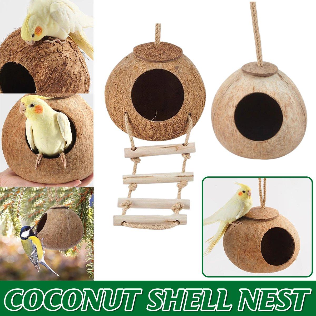 Coconut Nest Bed Hanging Bird Cage for Small Birds - Stairs type