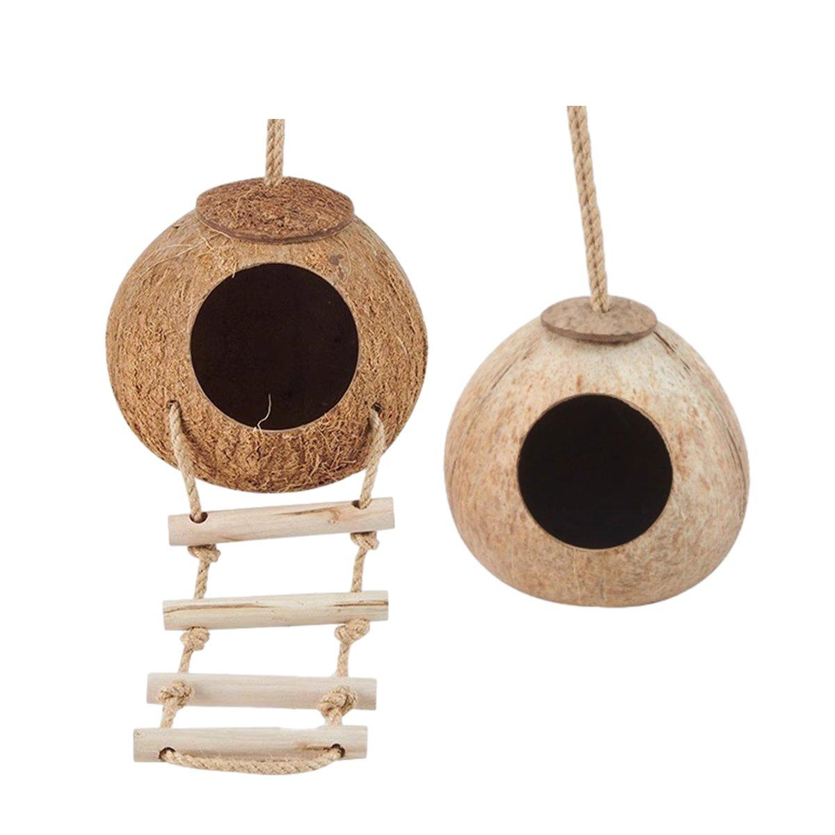 Coconut Nest Bed Hanging Bird Cage for Small Birds - Stairs type