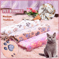 Beige Pet Mat Paw Print Fleeced Soft Pet Blanket and Bed Cushion - Medium