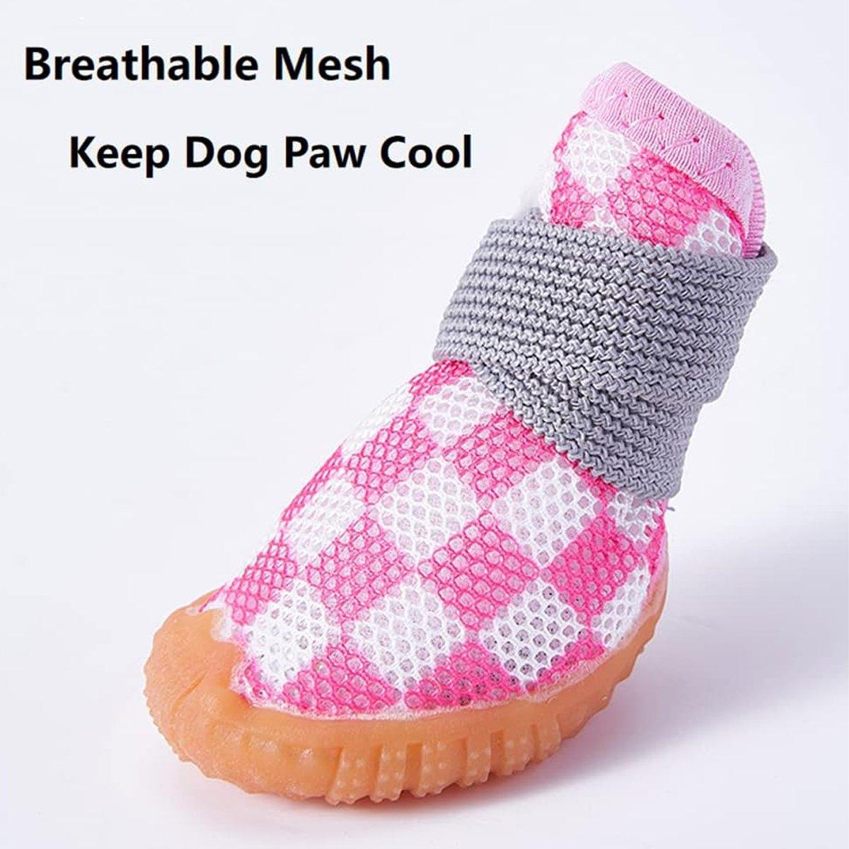 4pcs Breathable small Mesh Dog Shoes Summer Boots - Green-1