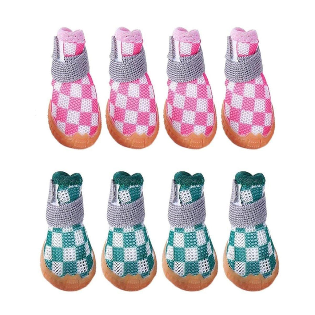 4pcs Breathable small Mesh Dog Shoes Summer Boots - Green-3