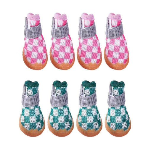 4pcs Breathable small Mesh Dog Shoes Summer Boots - Green-3