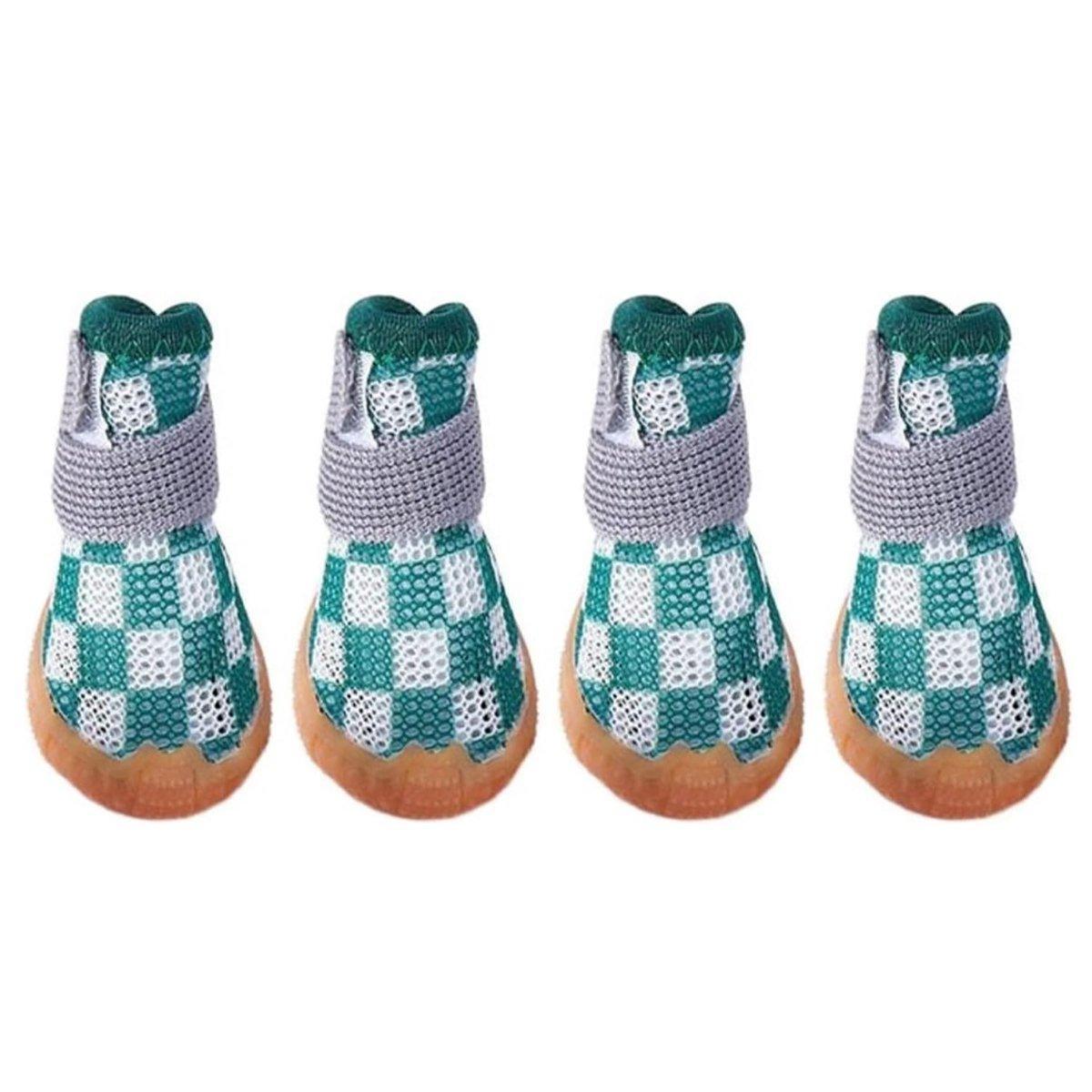 4pcs Breathable small Mesh Dog Shoes Summer Boots - Green-5