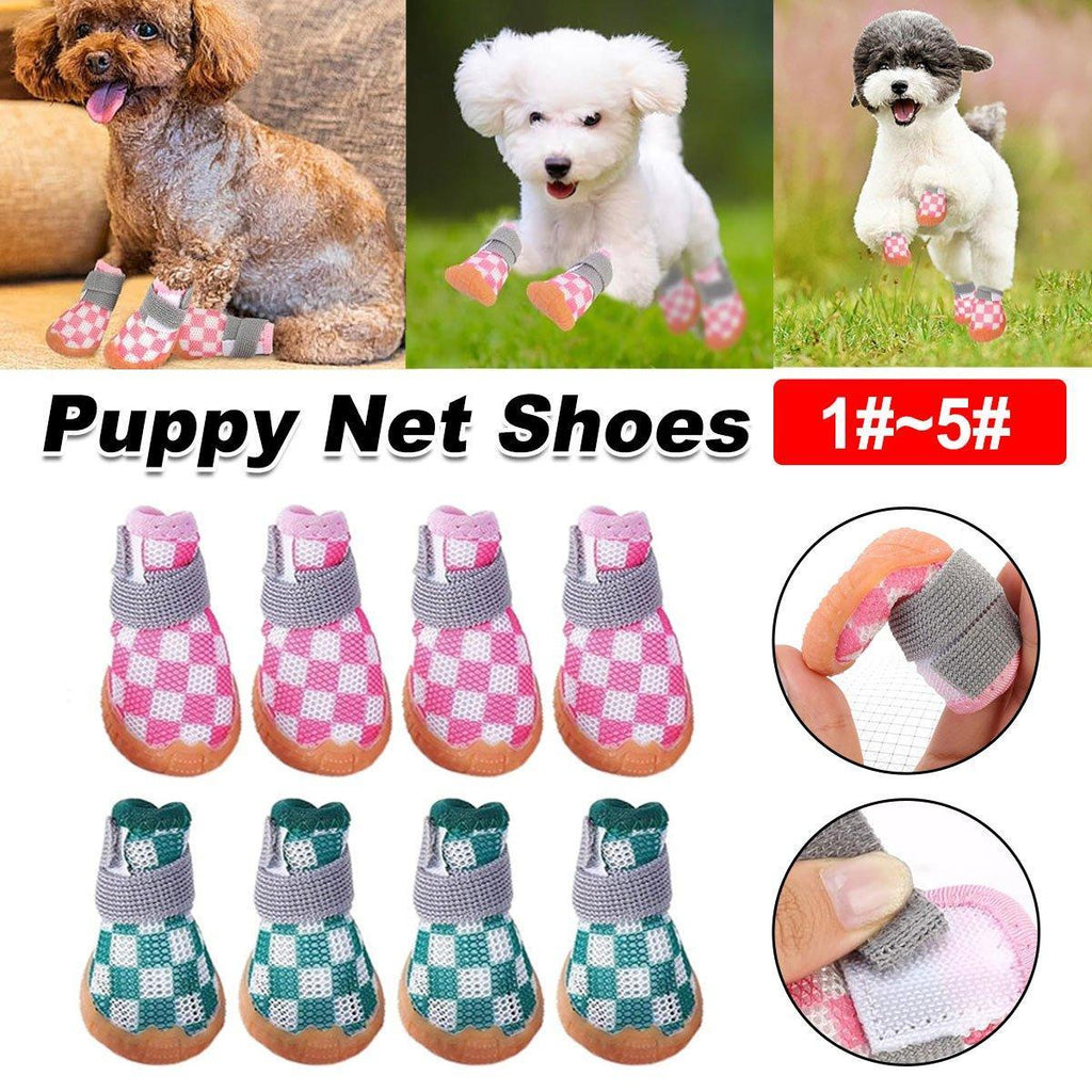 4pcs Breathable small Mesh Dog Shoes Summer Boots - Pink-2