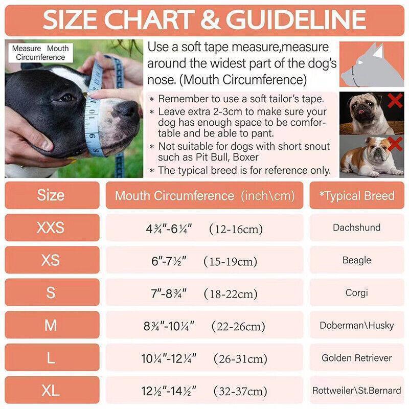 Adjustable XL Size Dog Mask Mouth Muzzle Anti Barking Bite Mask - Grey