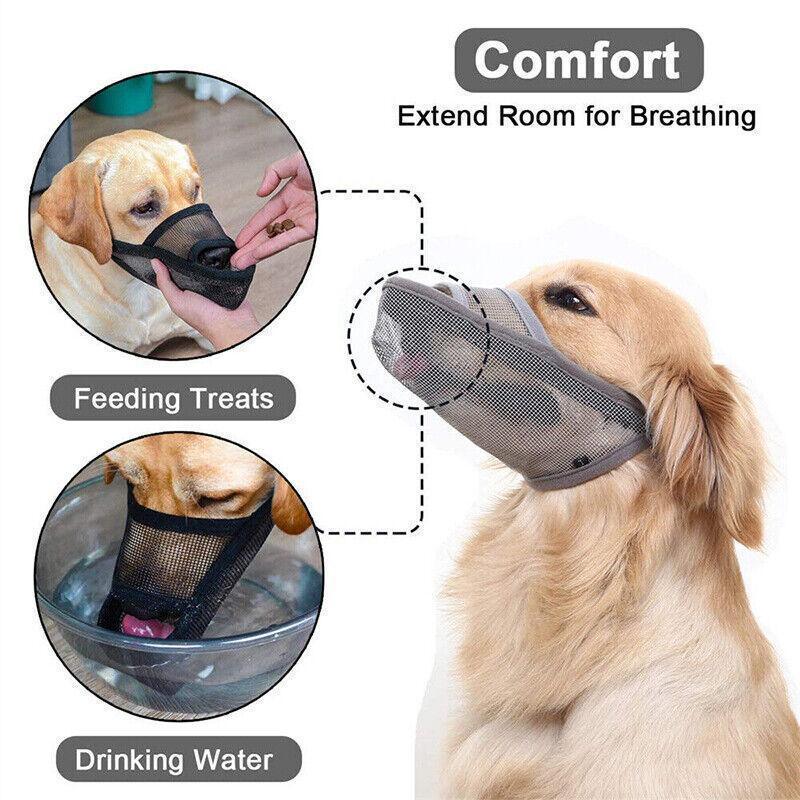 Adjustable XL Size Dog Mask Mouth Muzzle Anti Barking Bite Mask - Grey