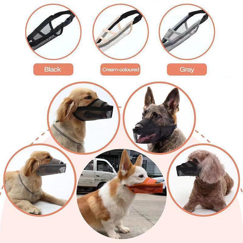 Adjustable XL Size Dog Mask Mouth Muzzle Anti Barking Bite Mask - Grey