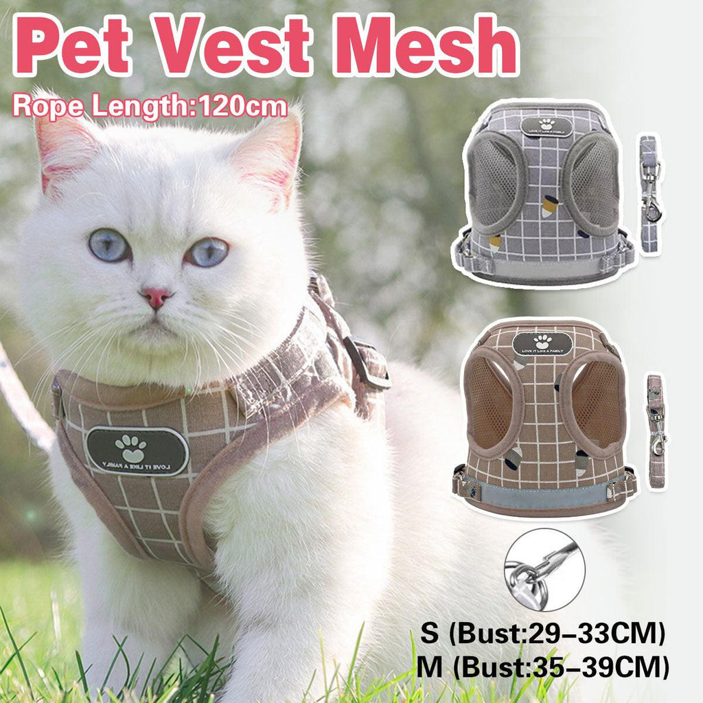 Pink Kitten Dog Cat Walking Adjustable Harness Leash Collar - S