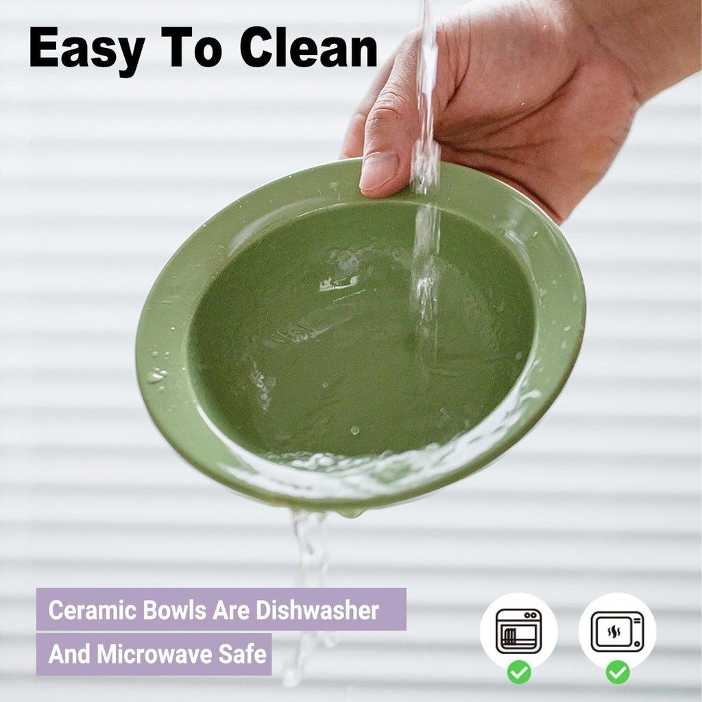 Ceramic Slanted Double Pet Cat Dog Food Water Bowl Non-Slip - Purple