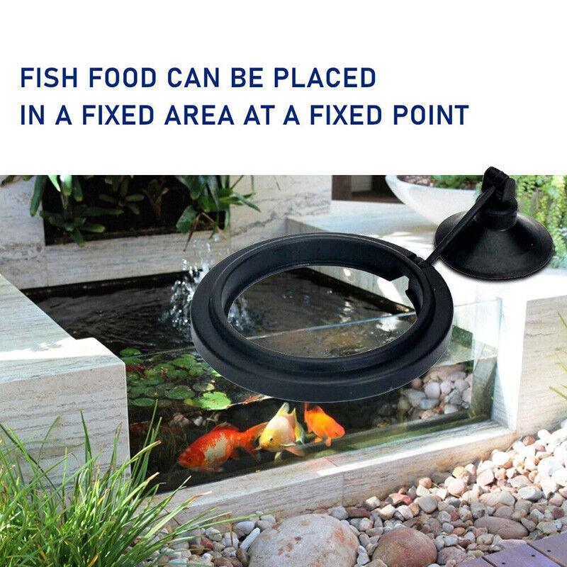 Fish Feeding Ring Aquarium Fish Tank Feeder Floating Fish Food Feeder - Black Circle