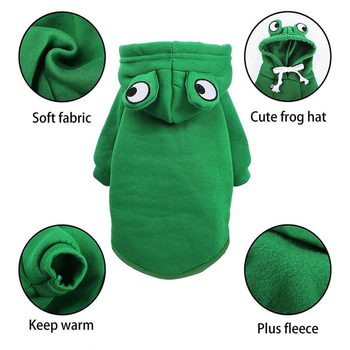 Warm Hooded Frog Autumn Winter Vest for Dogs and Cats - S
