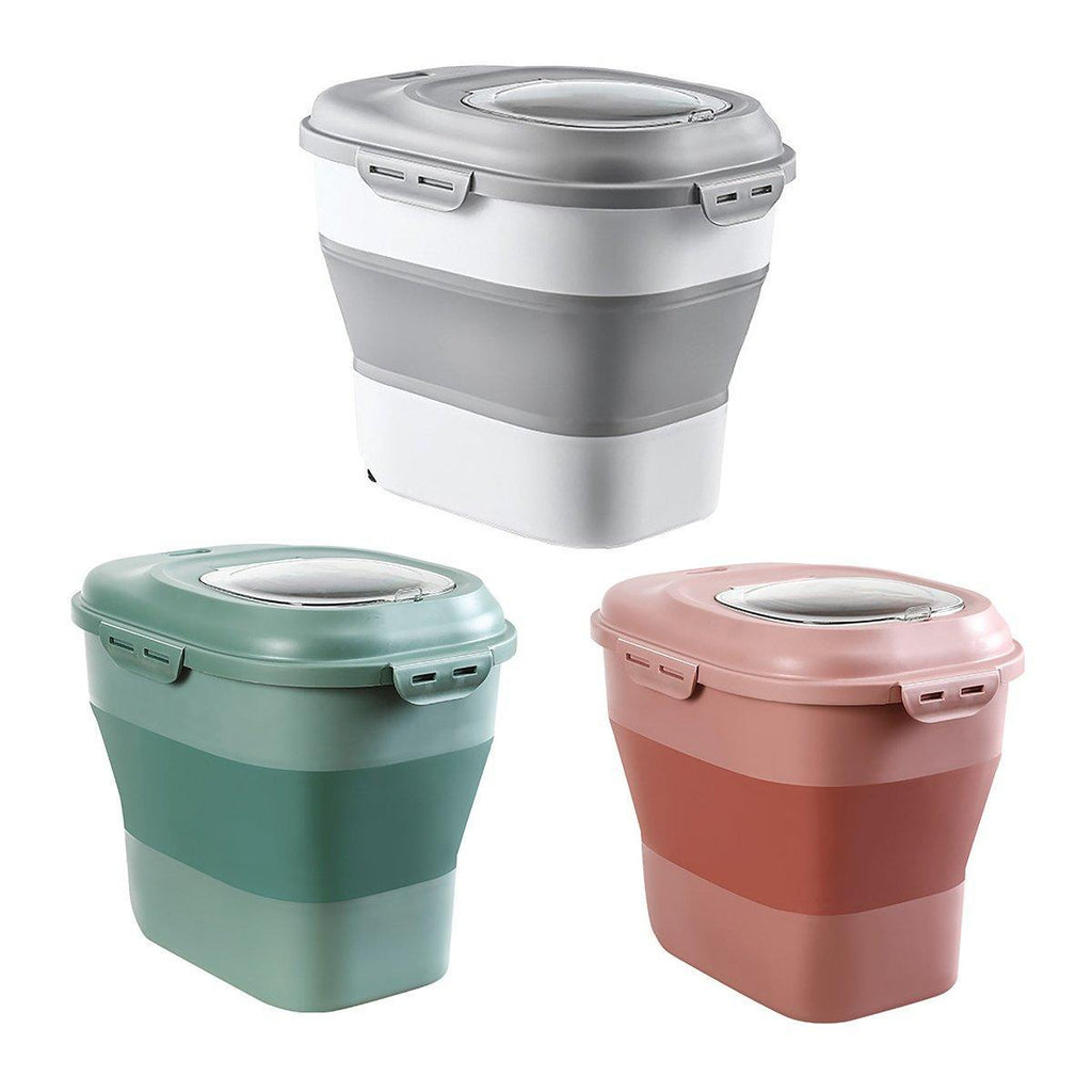 Large Capacity Pet Food Storage Box Foldable Design with Seal Lid - Pink