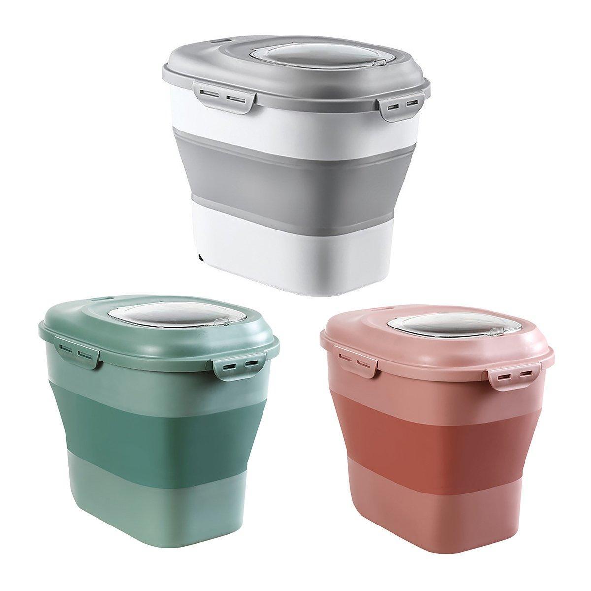 Large Capacity Pet Food Storage Box Foldable Design with Seal Lid - Pink