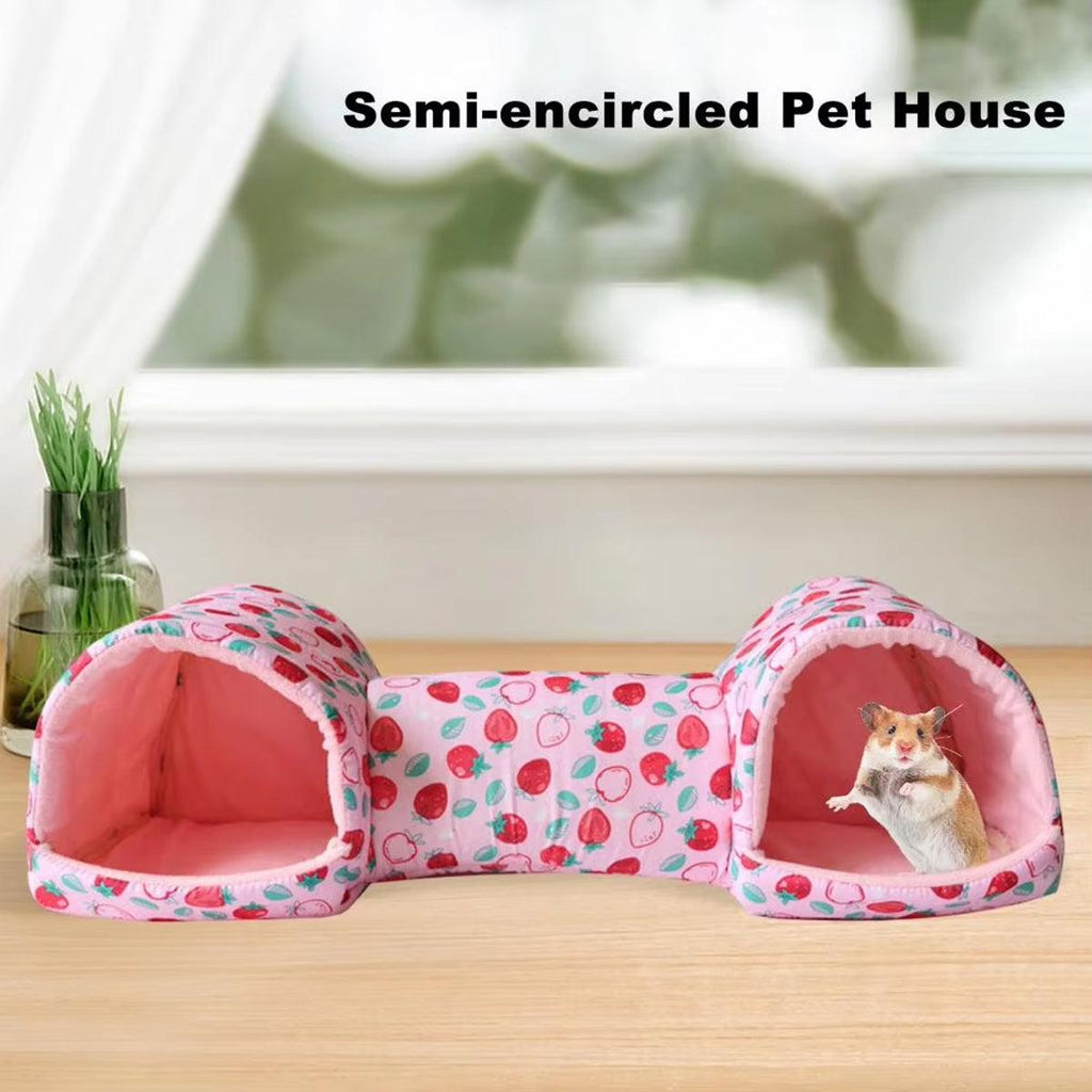 Small Pet Guinea Pig Nest House Cotton Tunnel Bedding - Pink