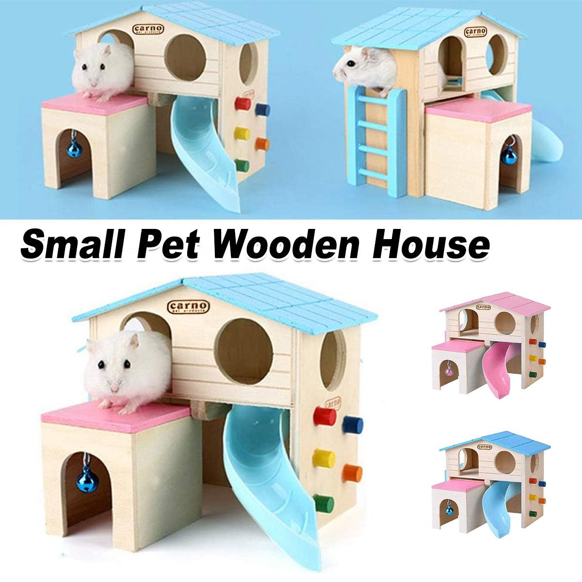 Wooden Luxury Guinea Pig Villa Escape House for Small Animals - Blue
