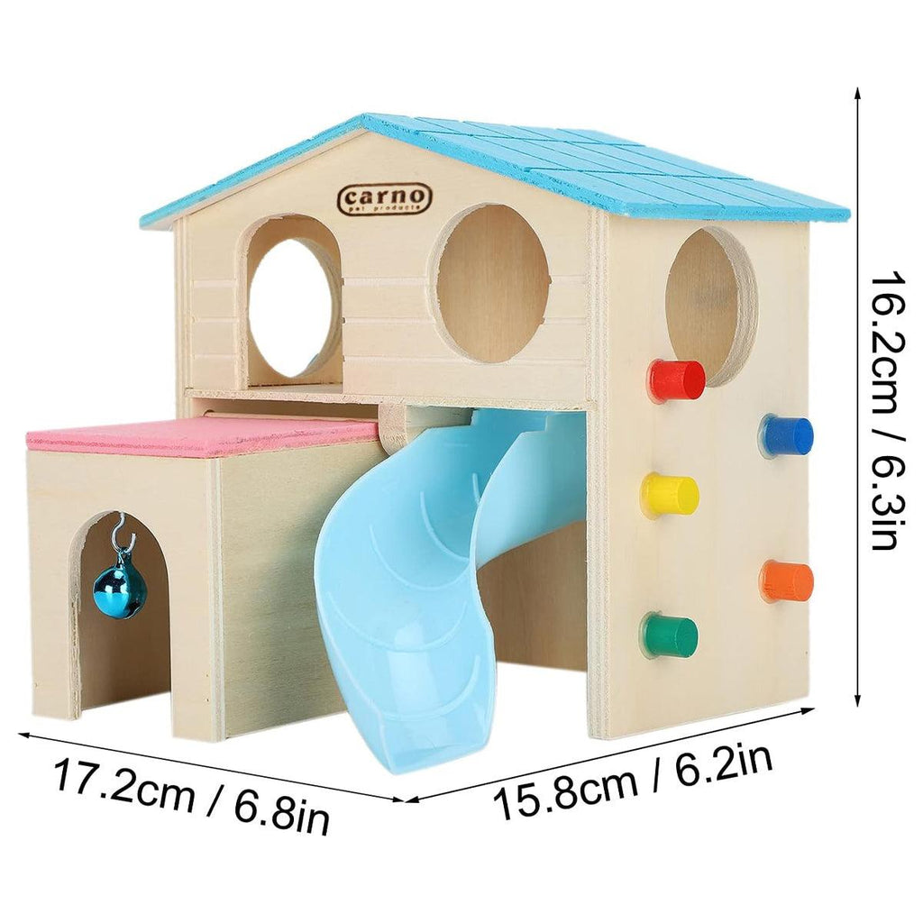 Wooden Luxury Guinea Pig Villa Escape House for Small Animals - Blue
