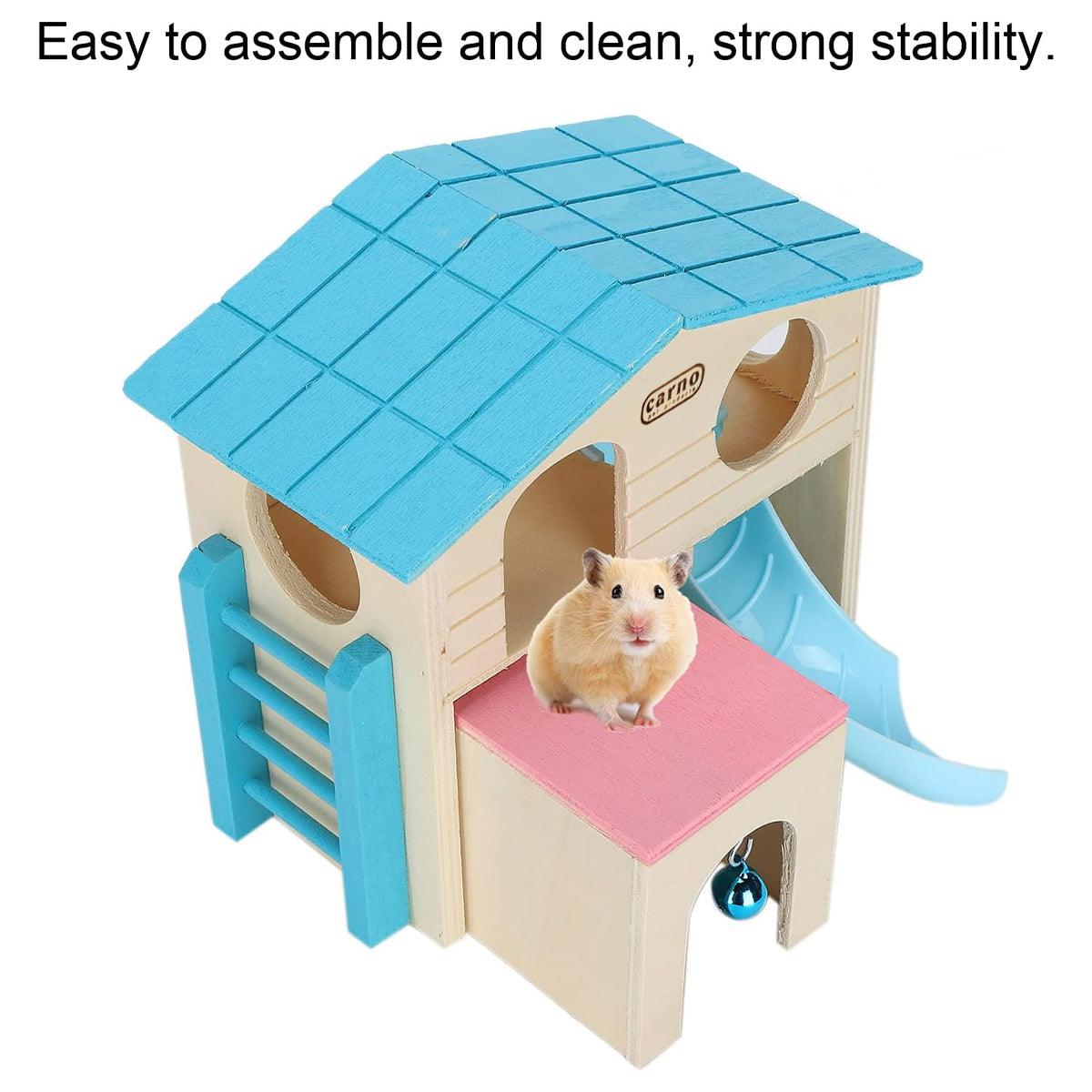 Wooden Luxury Guinea Pig Villa Escape House for Small Animals - Blue