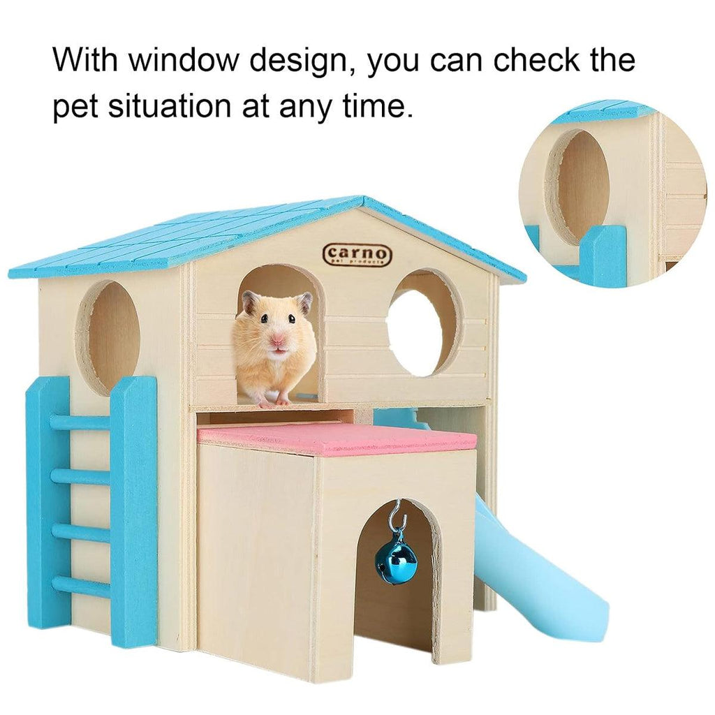 Wooden Luxury Guinea Pig Villa Escape House for Small Animals - Blue