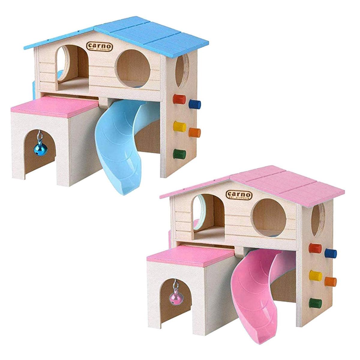 Wooden Luxury Guinea Pig Villa Escape House for Small Animals - Pink