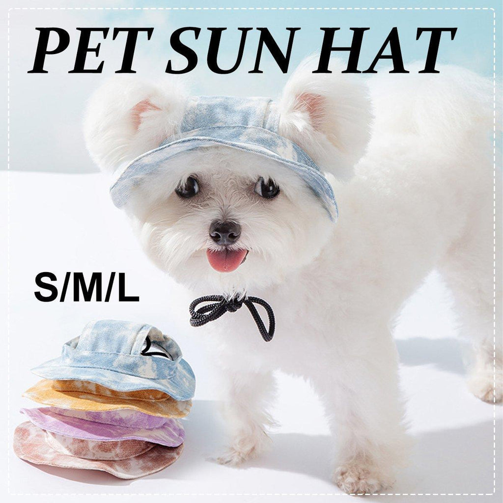 Adjustable Pet Hat with Cute Leaky Ears Sunscreen Four Seasons Use - Purple-L