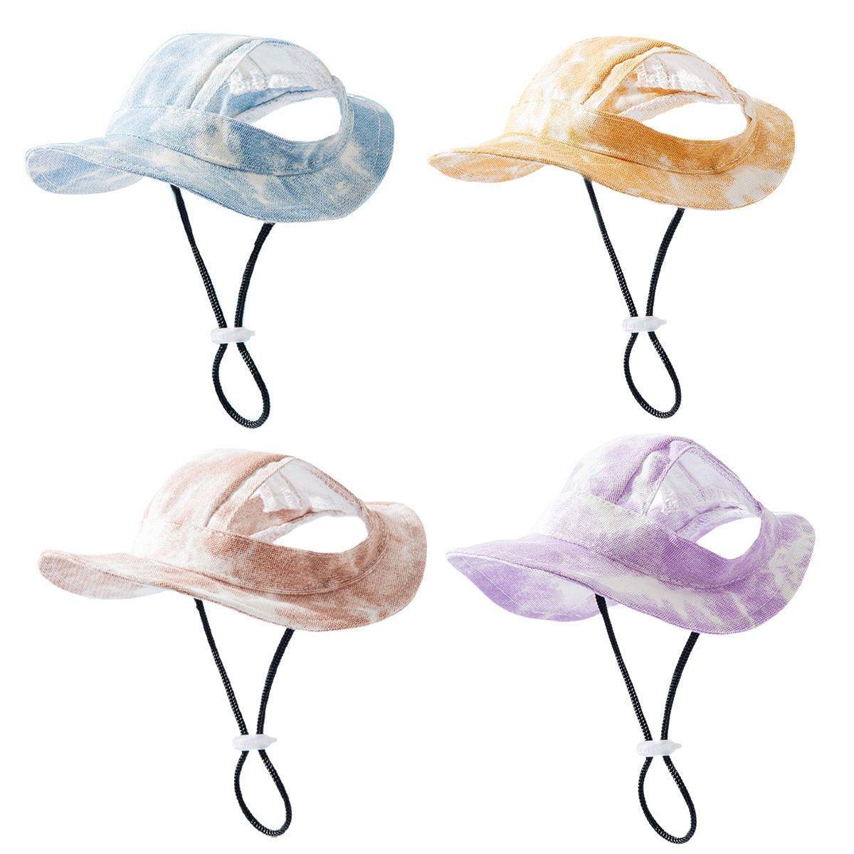 Adjustable Pet Hat with Cute Leaky Ears Sunscreen Four Seasons Use - Purple-L