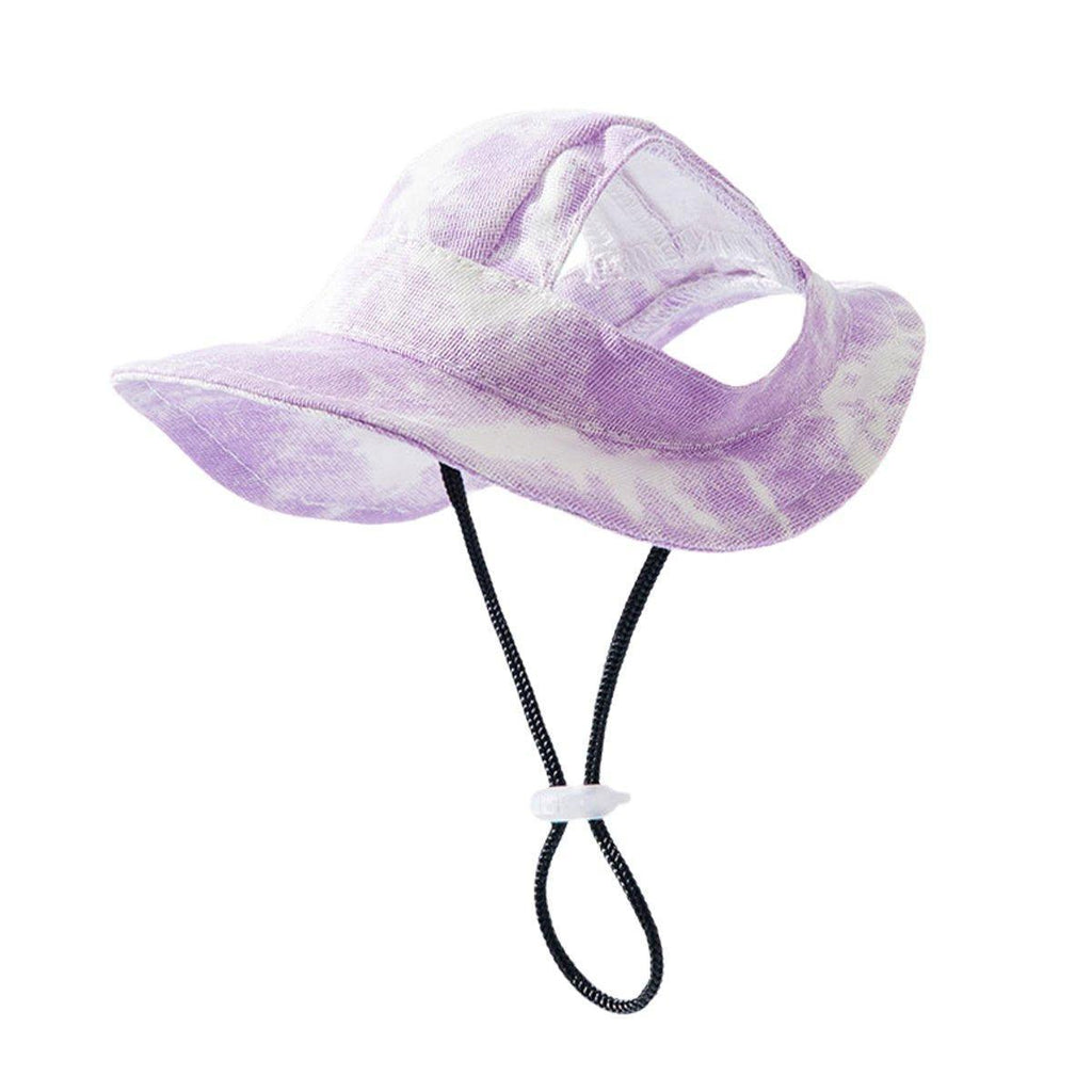 Adjustable Pet Hat with Cute Leaky Ears Sunscreen Four Seasons Use - Purple-L