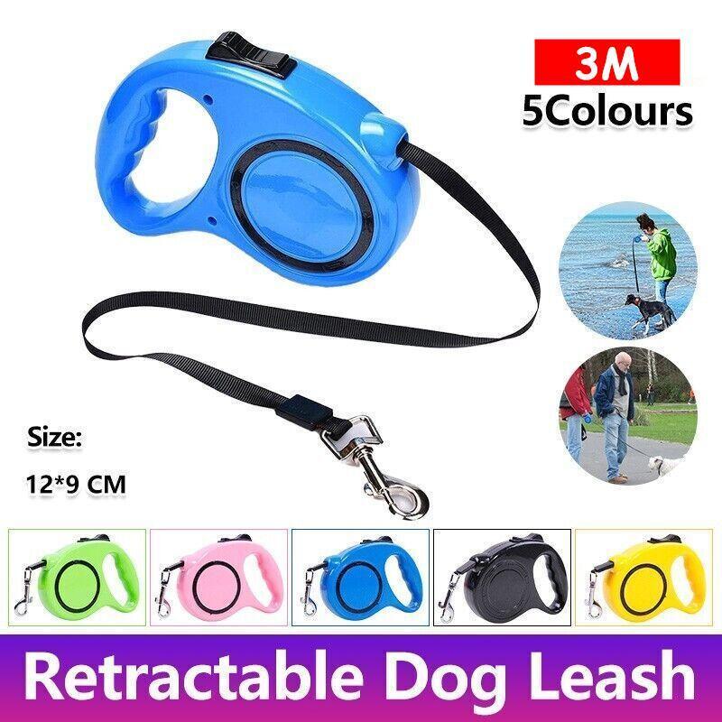 3M Retractable Dog Leash Extendable Lockable Rope Heavy Duty - Pink