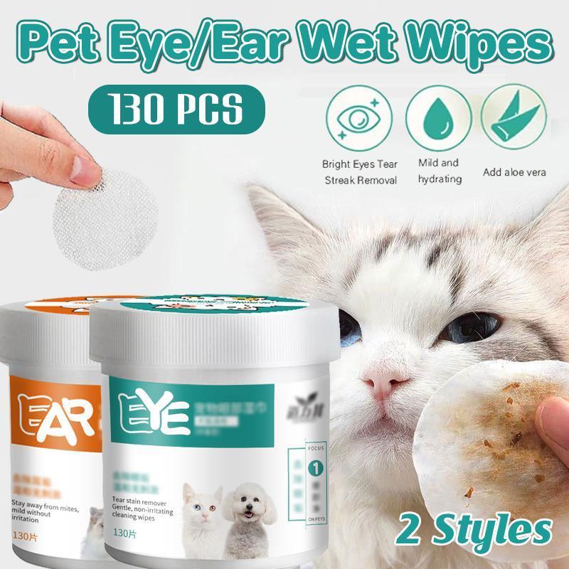 130pcs Wet Wipes Pet Eye/Ear Dog Cat Cleaning Paper Wipes - Ear Wipes