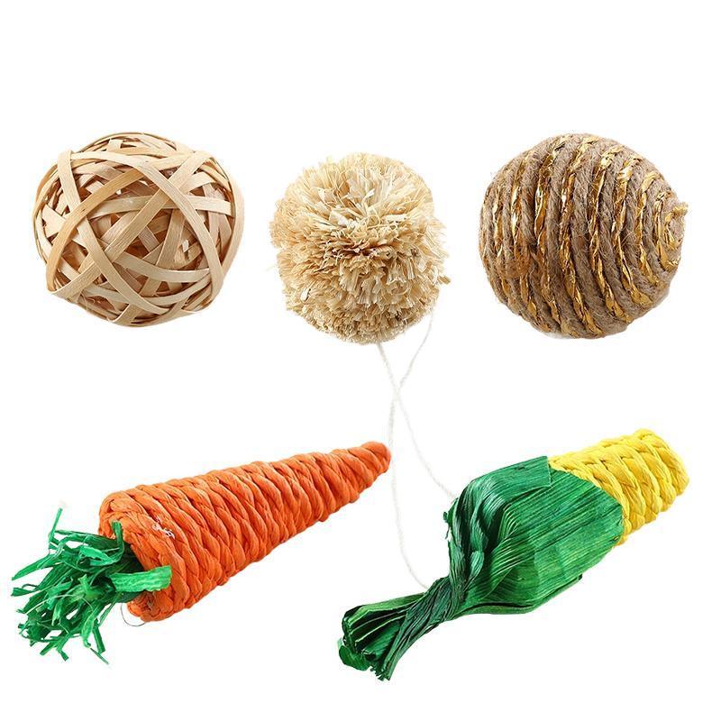 4/5PCS Pet Rabbit Chewing Ball Biting Toys - 4PCS
